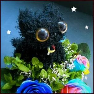 【高級プリザーブドフラワー】レインボーローズ　クロネコ & ピアノ