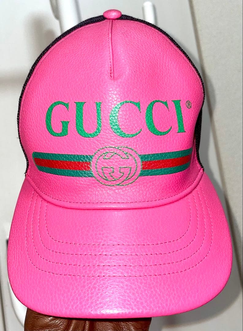 GUCCI ピンク ベースボール　キャップ　レザー
