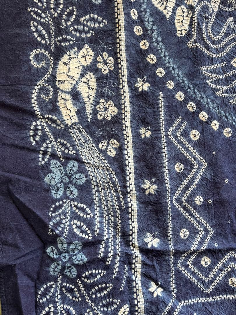 阿波藍 藍染 古布 大判 115×196cm 絞り 木綿 未使用保管品