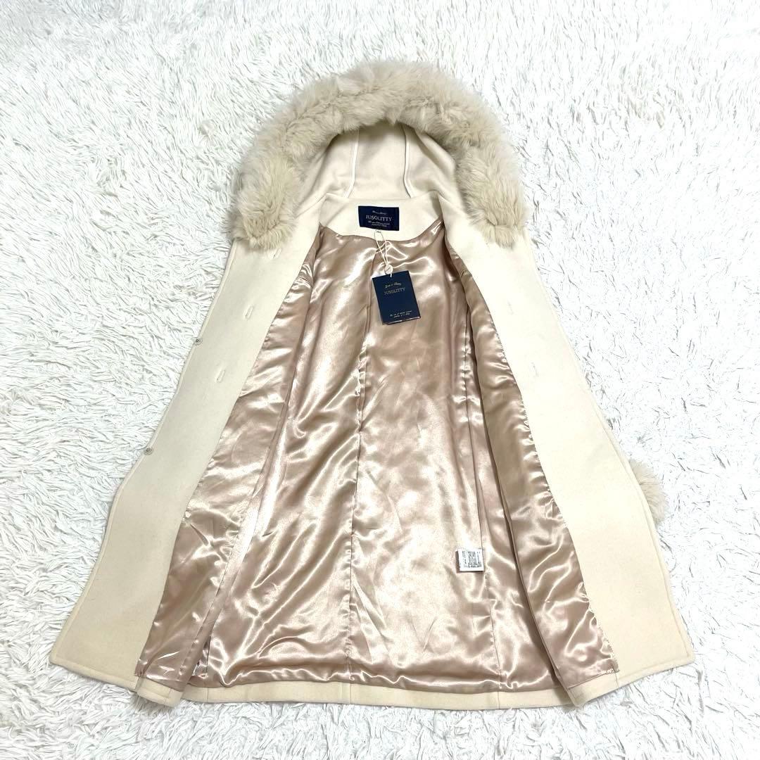 新品ジャスグリッティ ビット付きダッフルコート　フォックスファー　ウールコート