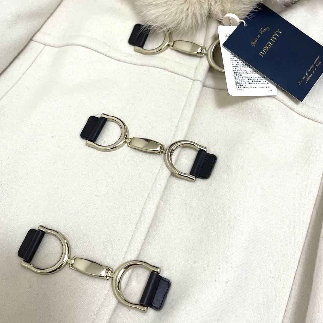 新品ジャスグリッティ ビット付きダッフルコート　フォックスファー　ウールコート