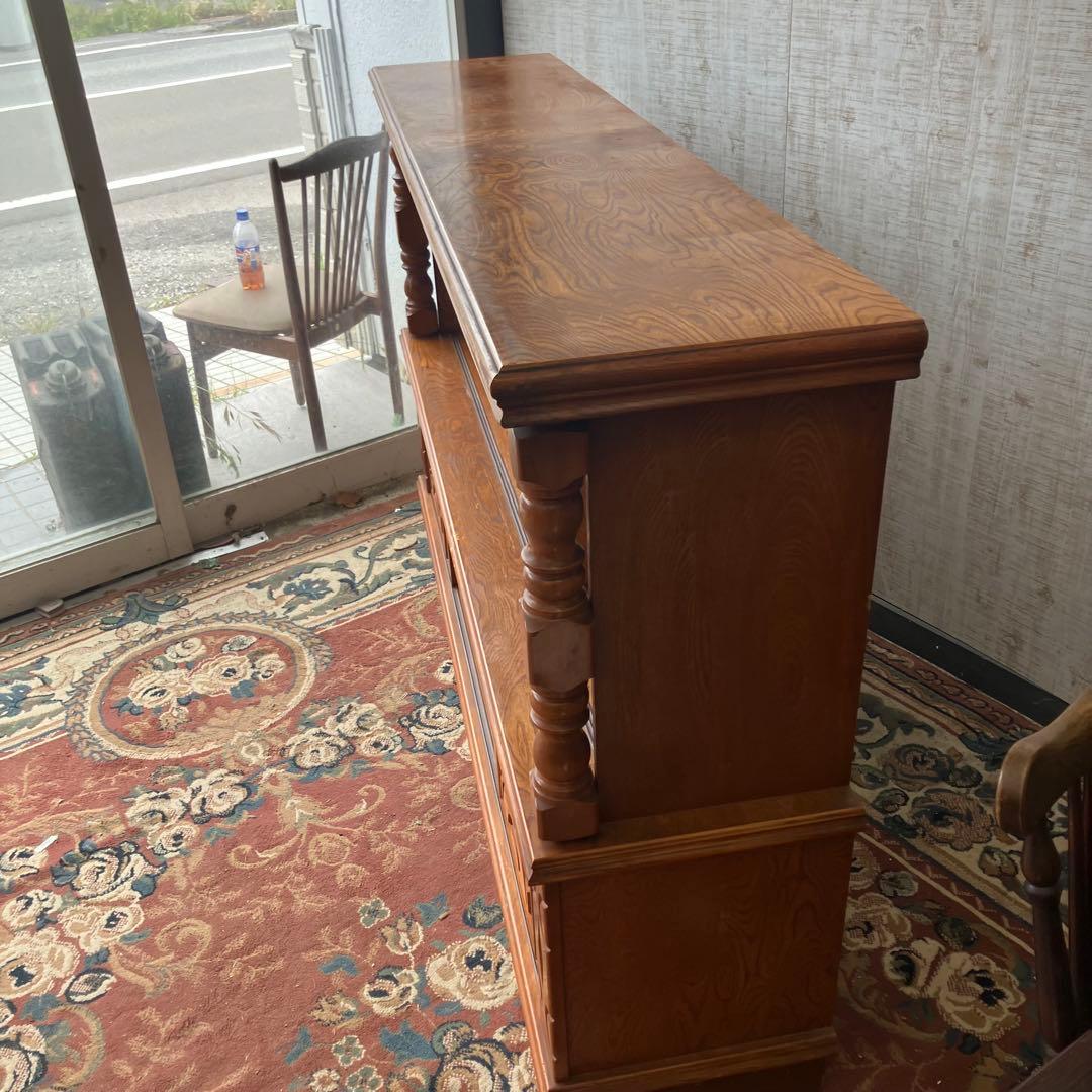 昭和レトロ 旭川家具 さくら工芸 大型 木製サイドボード 飾り棚 古家具 食器棚