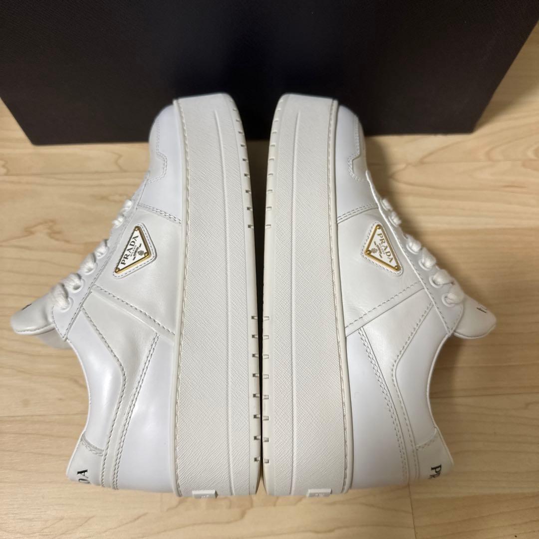 PRADA ダウンタウン ボールドレザー スニーカー 厚底 三角ロゴ 38サイズ