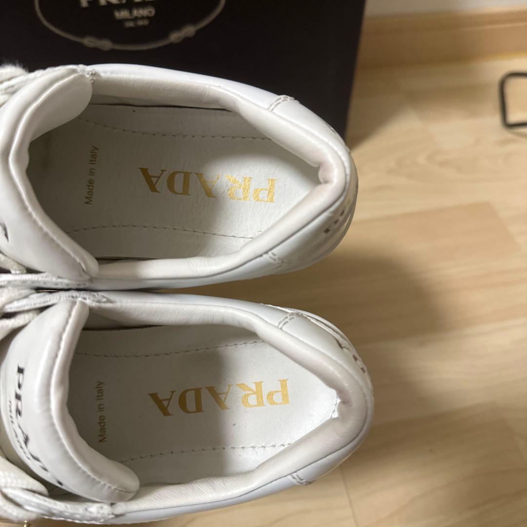 PRADA ダウンタウン ボールドレザー スニーカー 厚底 三角ロゴ 38サイズ