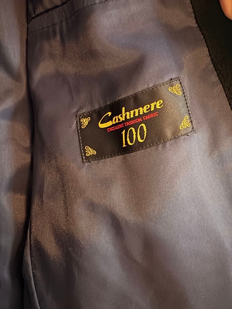 ウール100% ロングコート ダブル チェスターコート 黒 M