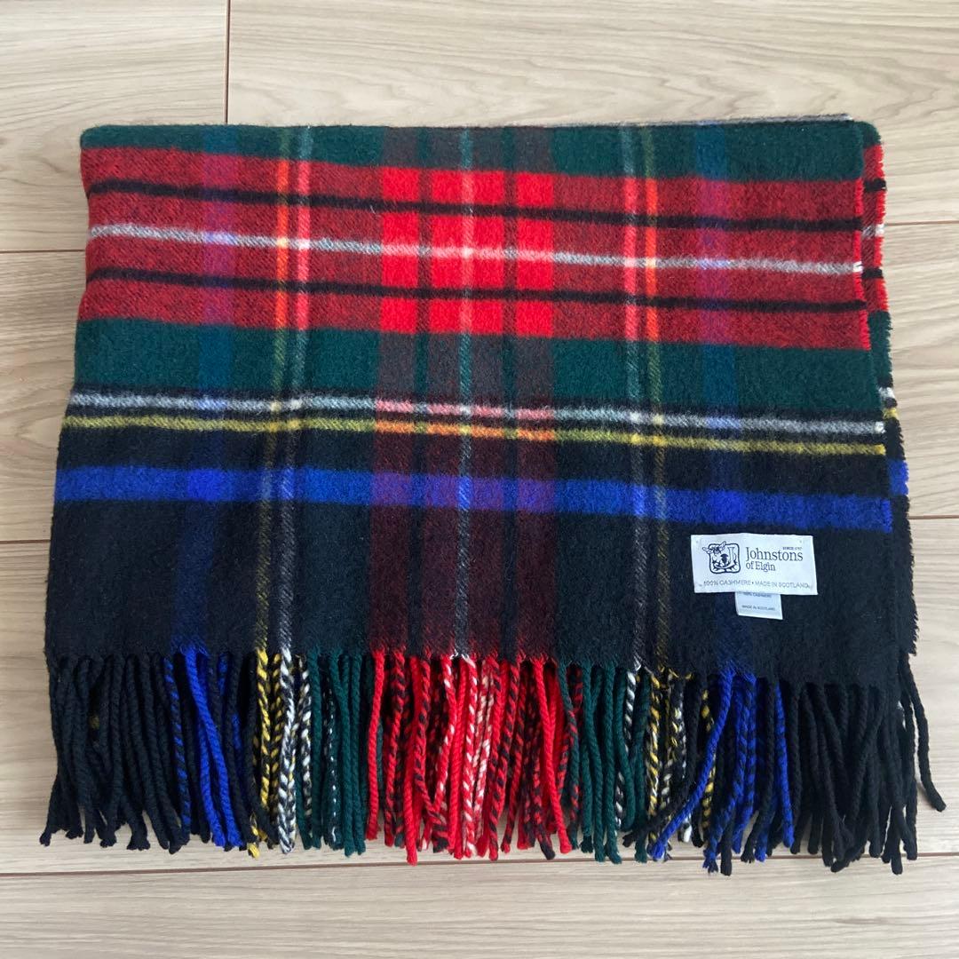 Johnstons of Elgin タータンチェックストール　カシミヤ100%