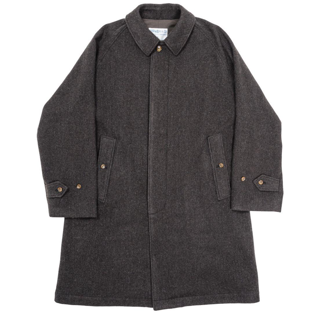 美品　WORKERS バルカラーコート　ダークブラウンヘリンボーンツイード　38