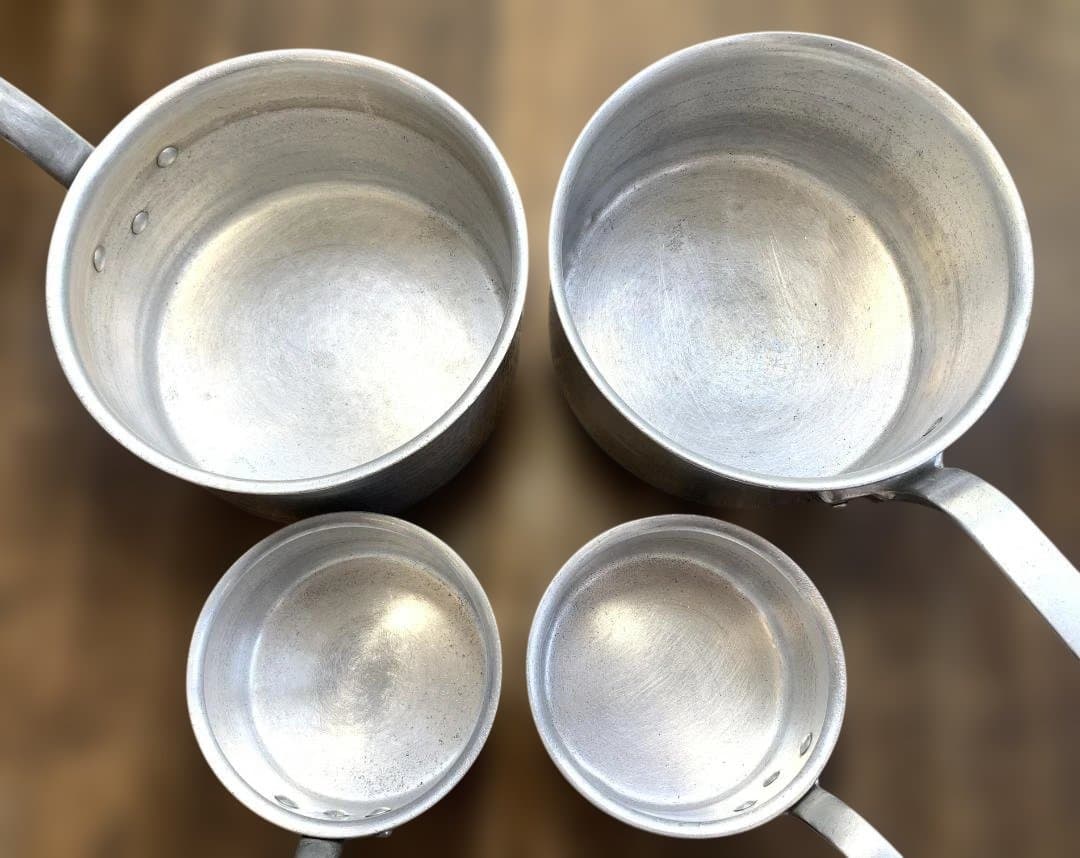 アカオアルミ DON 片手鍋 4点セット直径24㎝×2・15㎝×2個 蓋付き