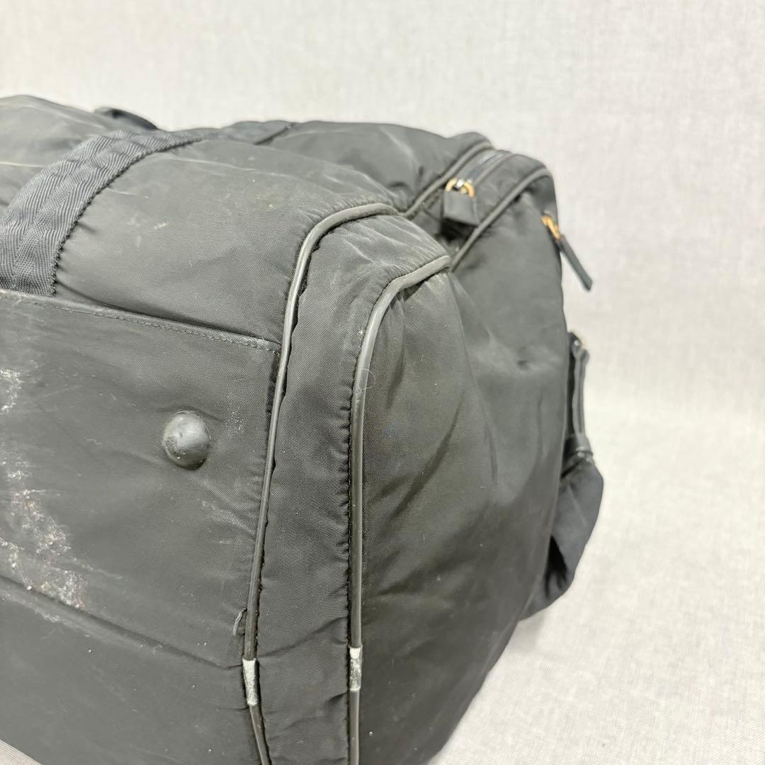 PRADA プラダ ボストンバッグ テスート ナイロン 三角ロゴ 黒 白タグあり