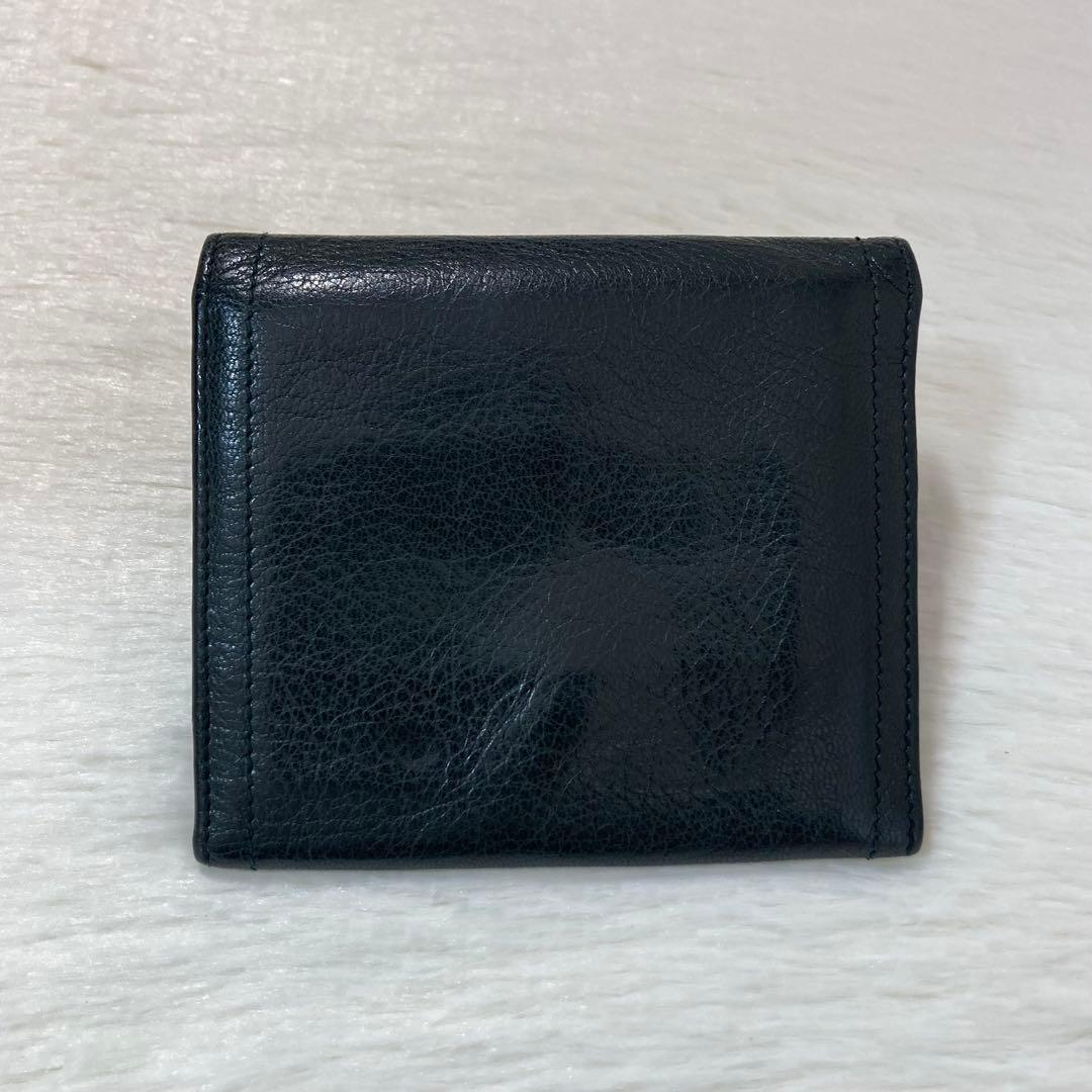 月末最終価格　希少カラー　PRADA プラダ　黒系　緑　三つ折り　財布　金具