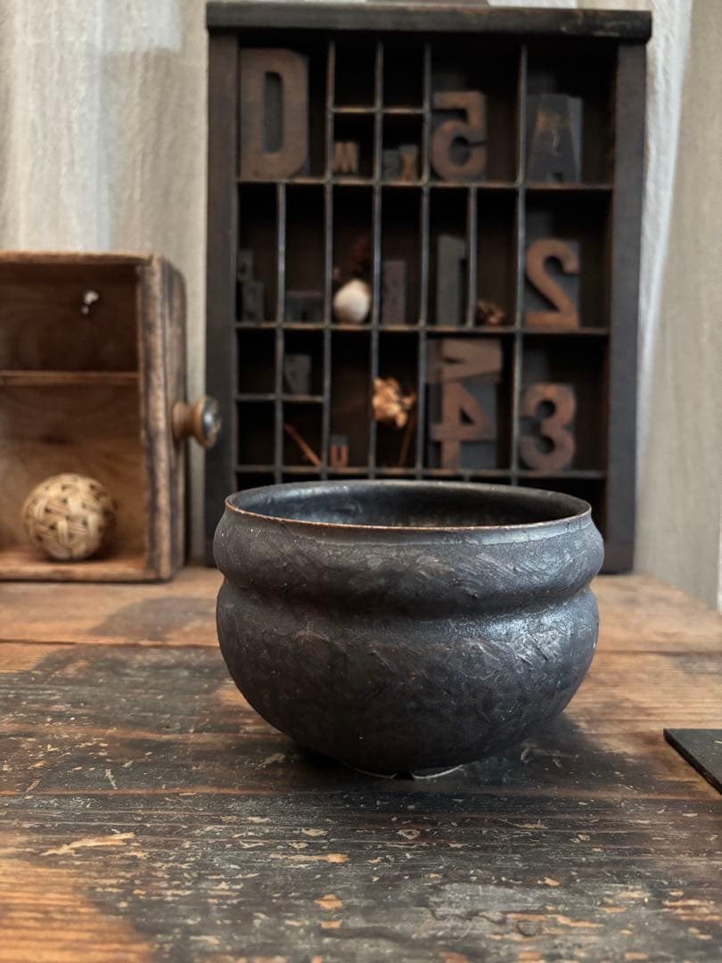 山中勇人 黒釉 植木鉢 鉢 ユーフォルビア アガベ コーデックス
