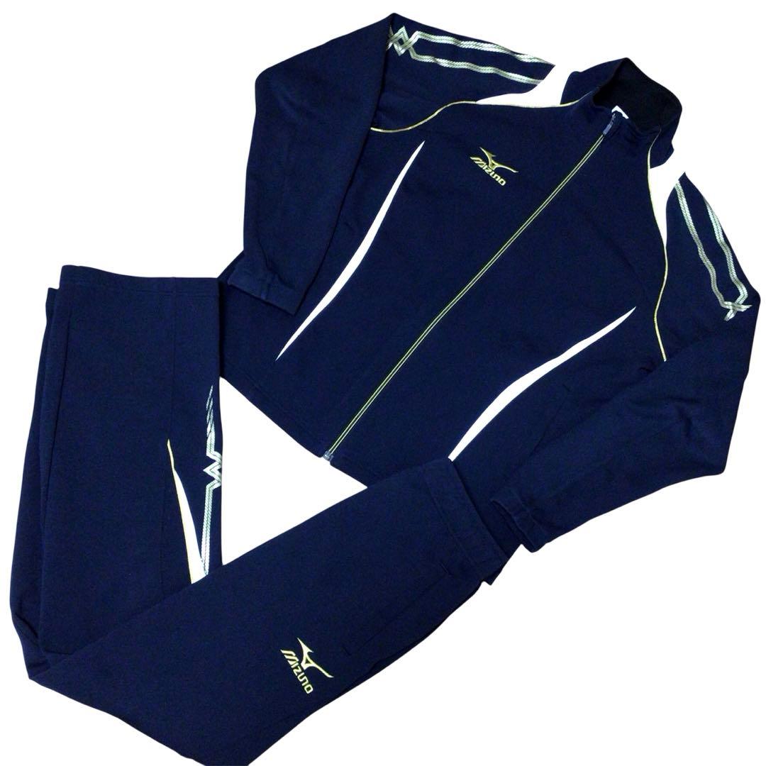 MIZUNO セットアップジャージ 上下セット 紺白金 S メンズ 美品