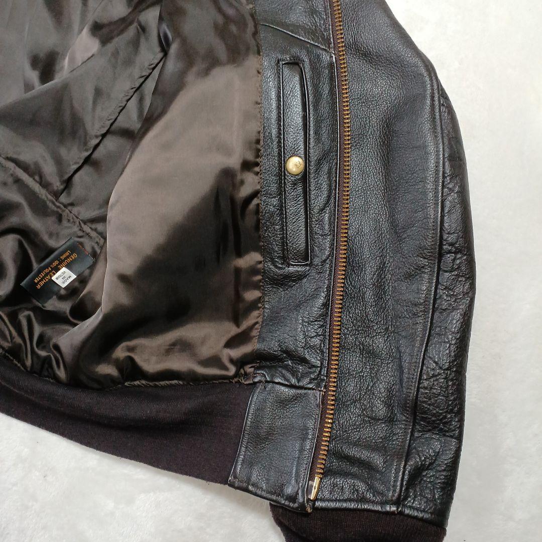 美品 MORGAN G-1NAVYエンボスジャケット 焦茶　L