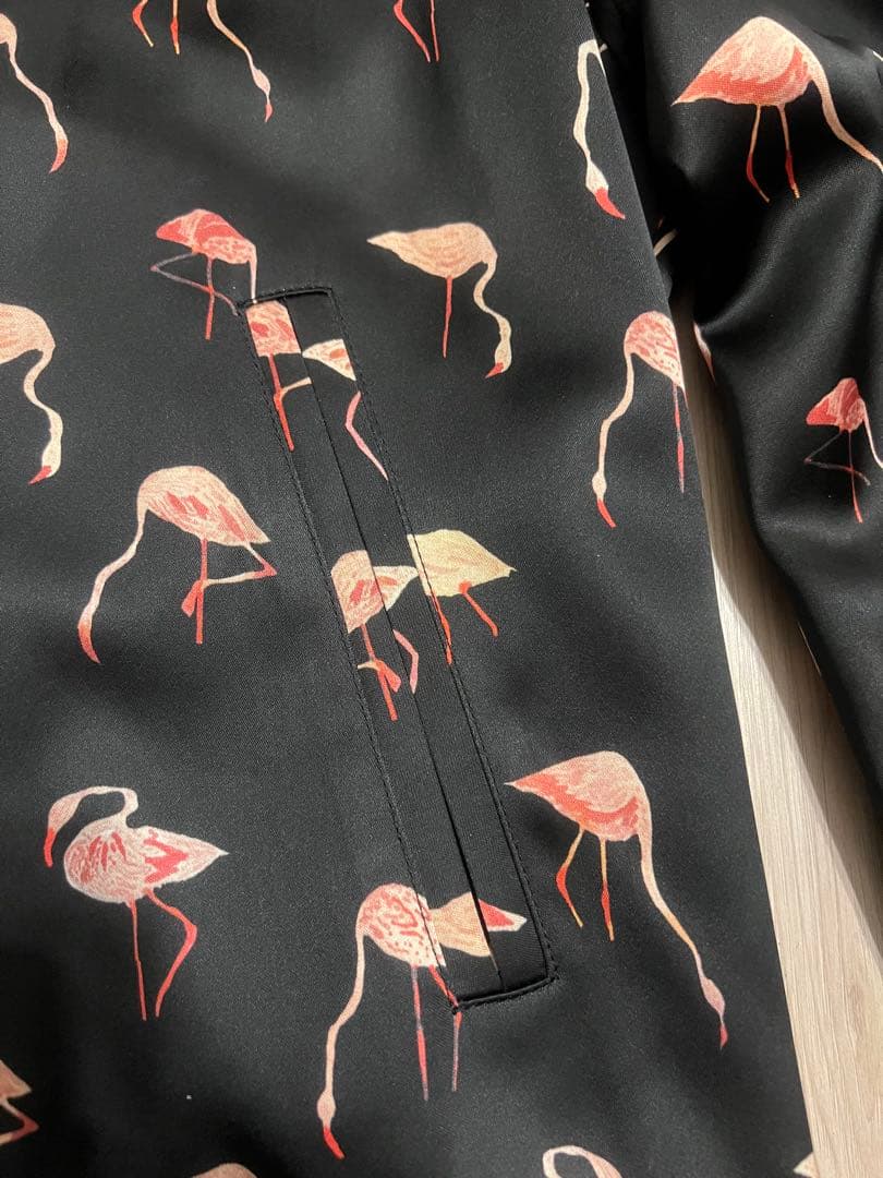 SAINT LAURENT フラミンゴ柄ジャケット、ダメージ加工