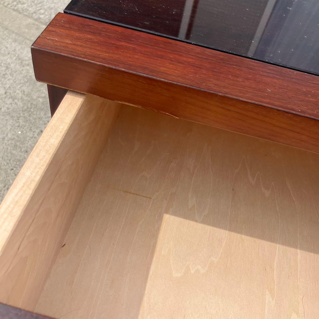 カリモク 引き出し付き 大型 木製センターテーブル ローテーブル ガラステーブル