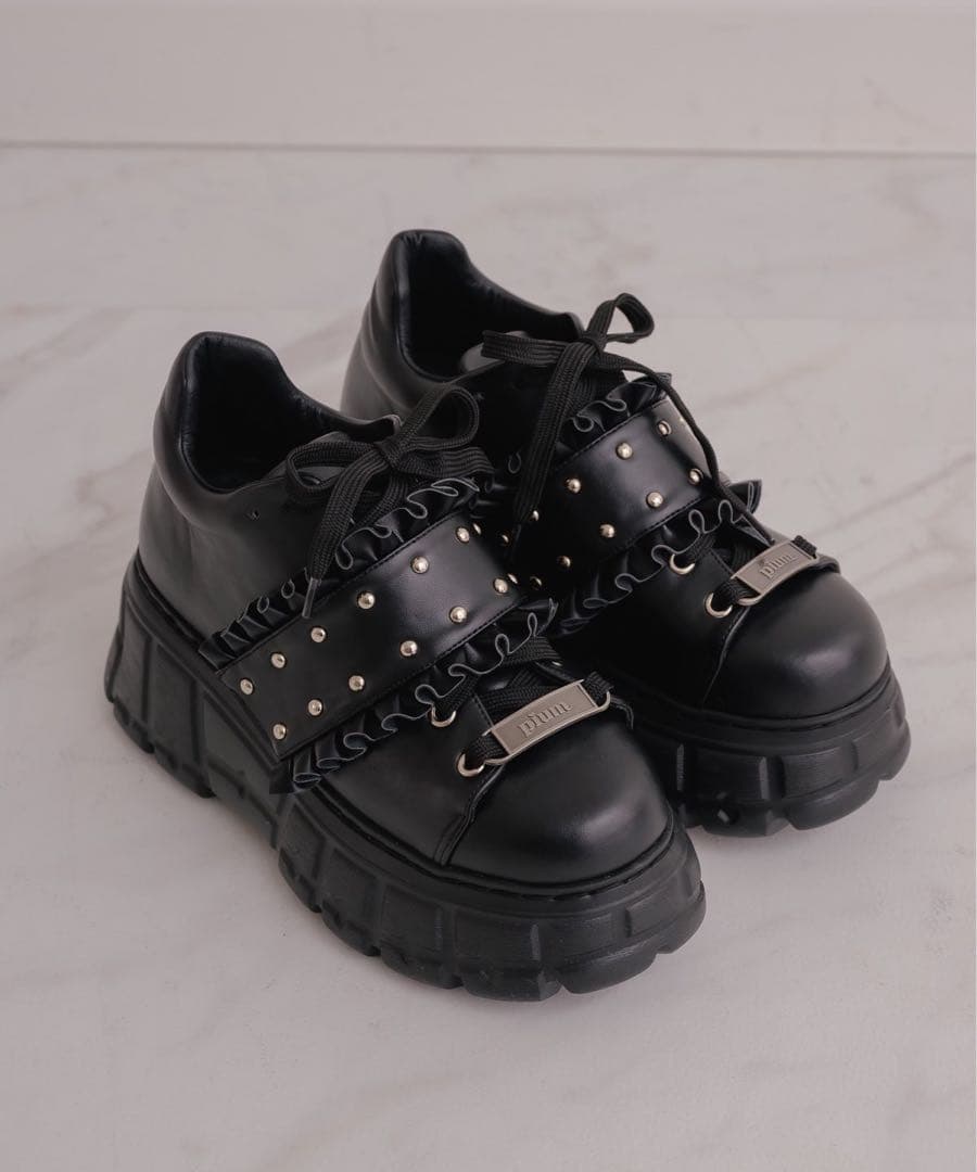 pium フリルベルトボリュームスニーカー ブラック Sサイズ