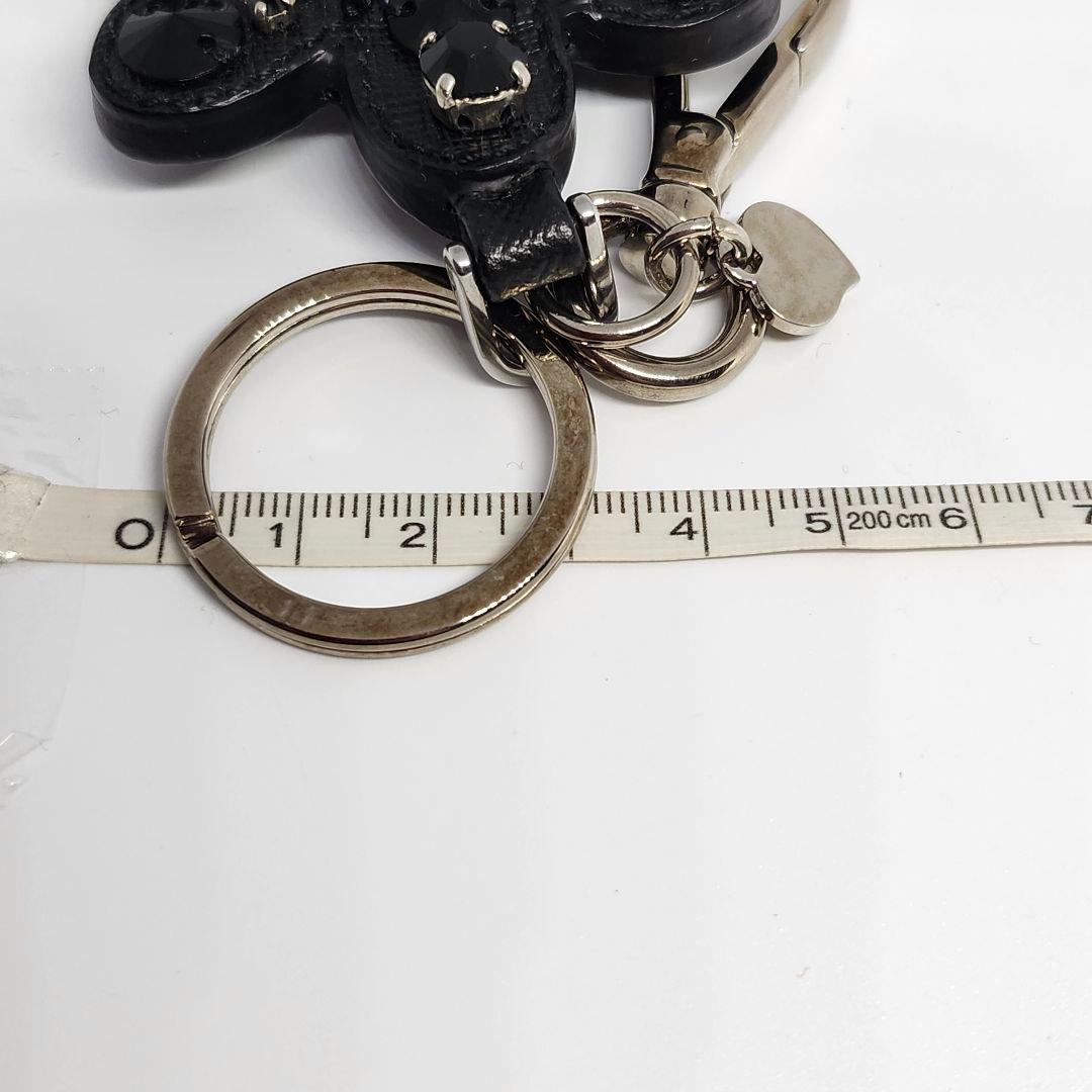 美品 PRADA プラダ キーリング ビジュ FLOWER 花 シルバー 黒