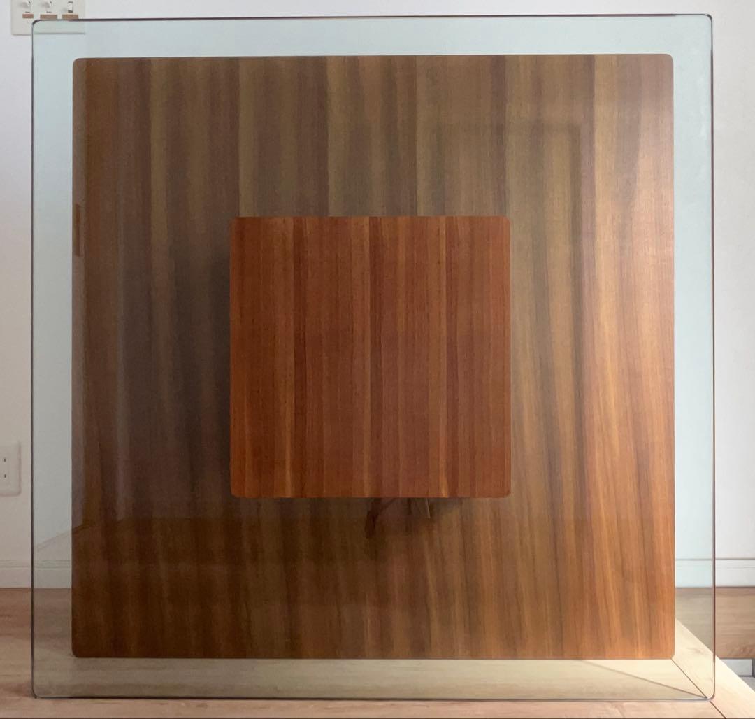 ＊IRORI様用＊【送料込み】100cm正方形モダンローテーブル (木目×ガラス