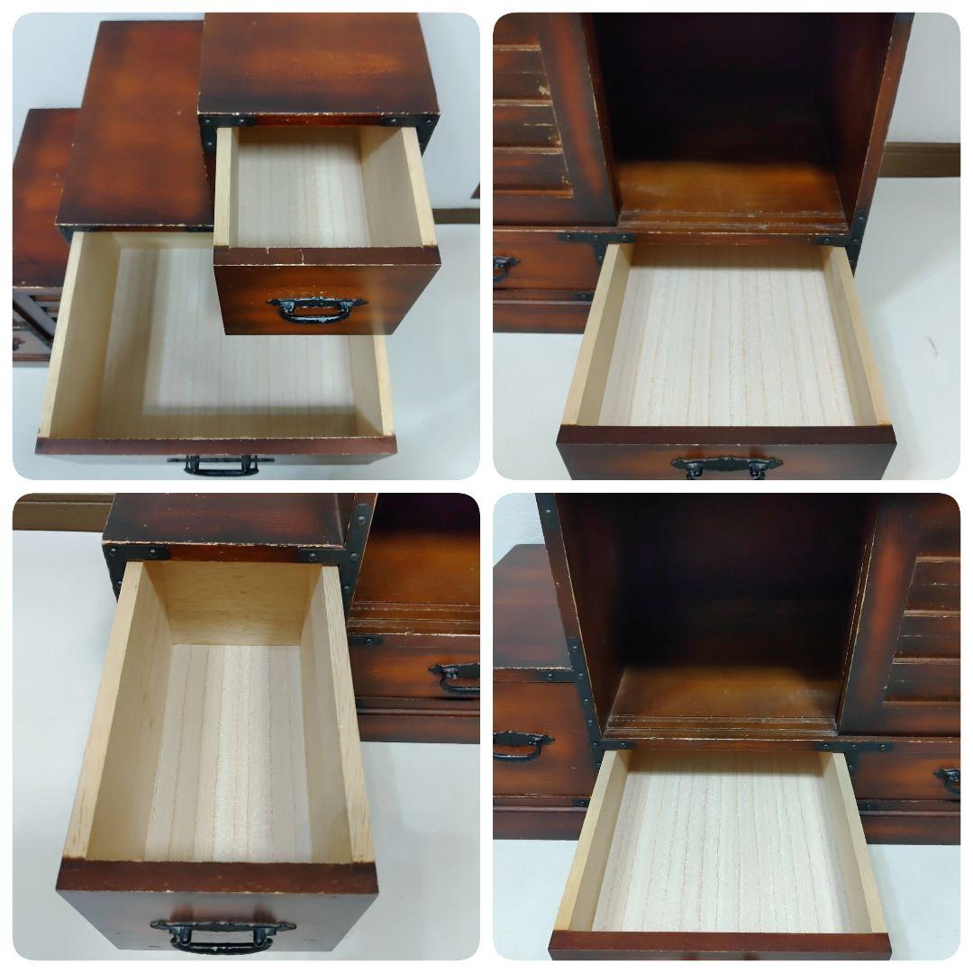 レトロ調 階段タンス 和風 民芸家具 小物収納　左下り