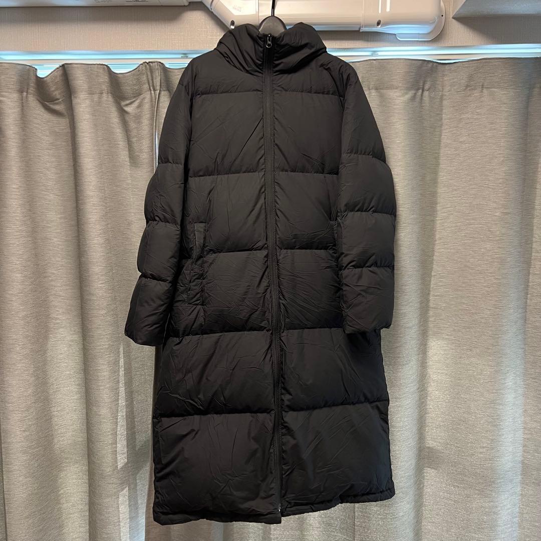 無印良品 MUJI ロングダウンコート　ロング　フード付き ブラック L