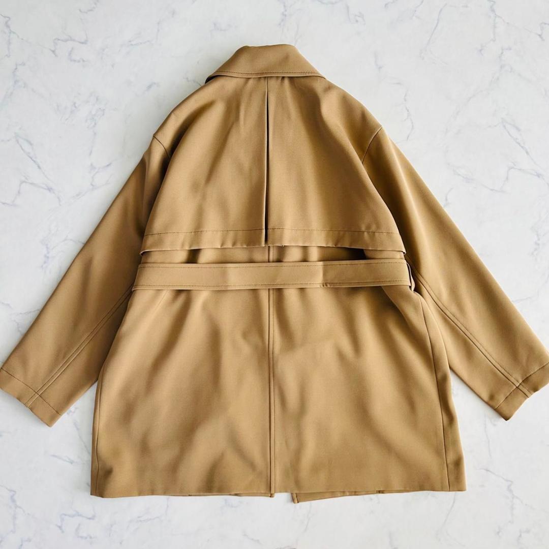 【美品】定価5万円 自由区 Lサイズ ミドル丈 トレンチコート ベルト ベージュ