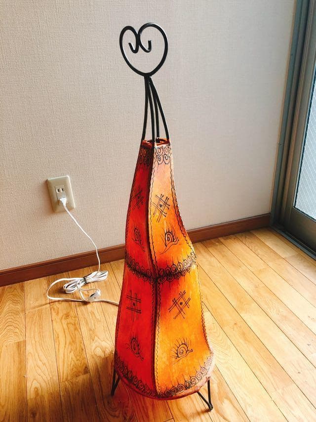 山羊革モロッコ エスニック ランプ スタンドランプ テーブルランプ　ハート　象形