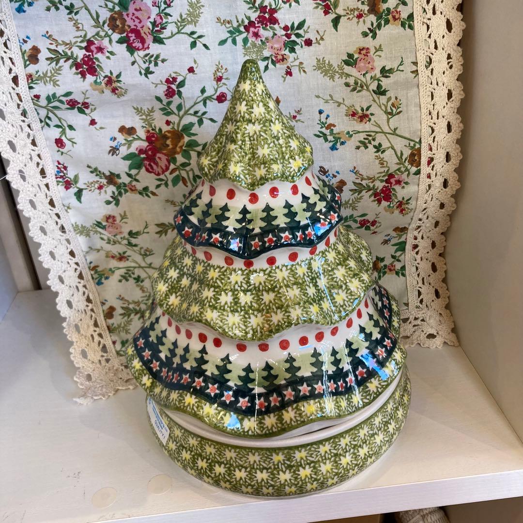 ポーリッシュポタリー＊ツリー型キャンディーボックス　W851-123