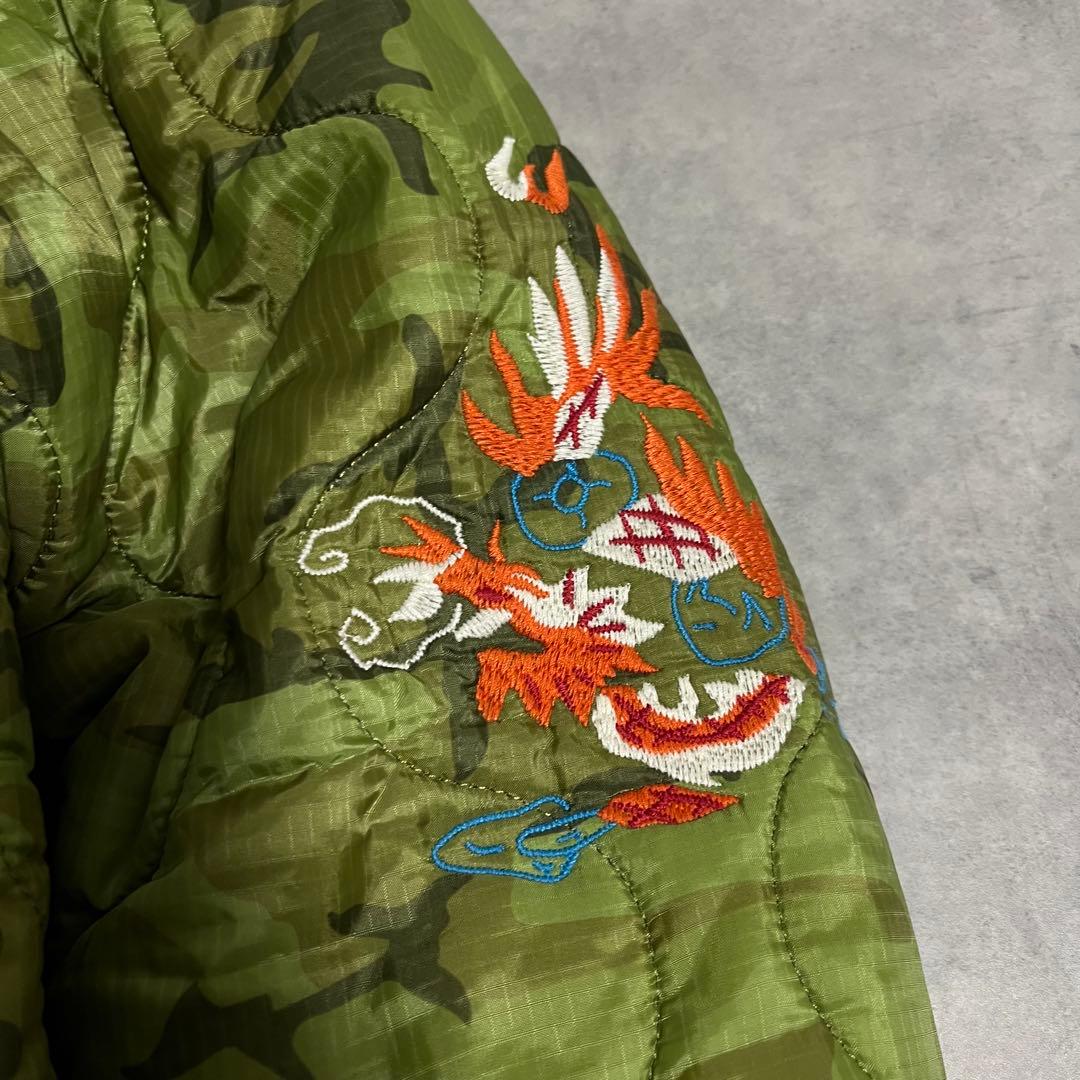 美品！HOUSTON ベトジャン　キルティングL 刺繍　中綿　ミリタリー　マップ