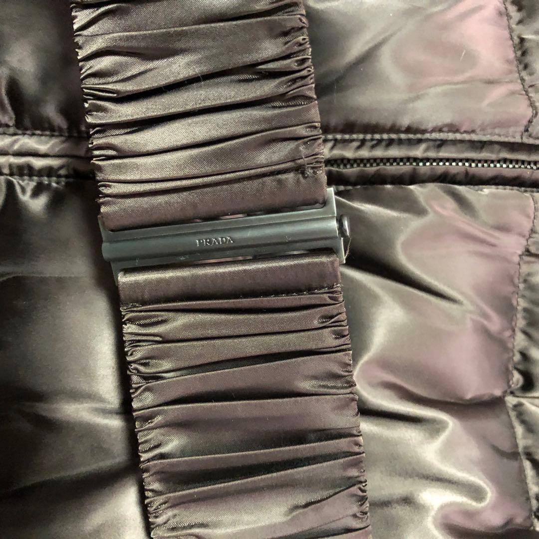 PRADA プラダ ダウンジャケット ファー プレート ブラウン ロング