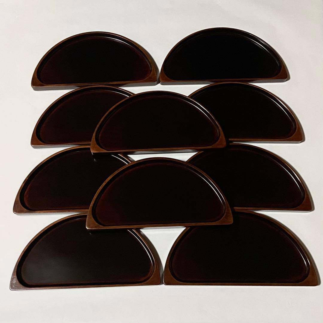 しこく彫　香川の漆器　天然木　うるし塗装　トレイ　八寸皿　10枚セット