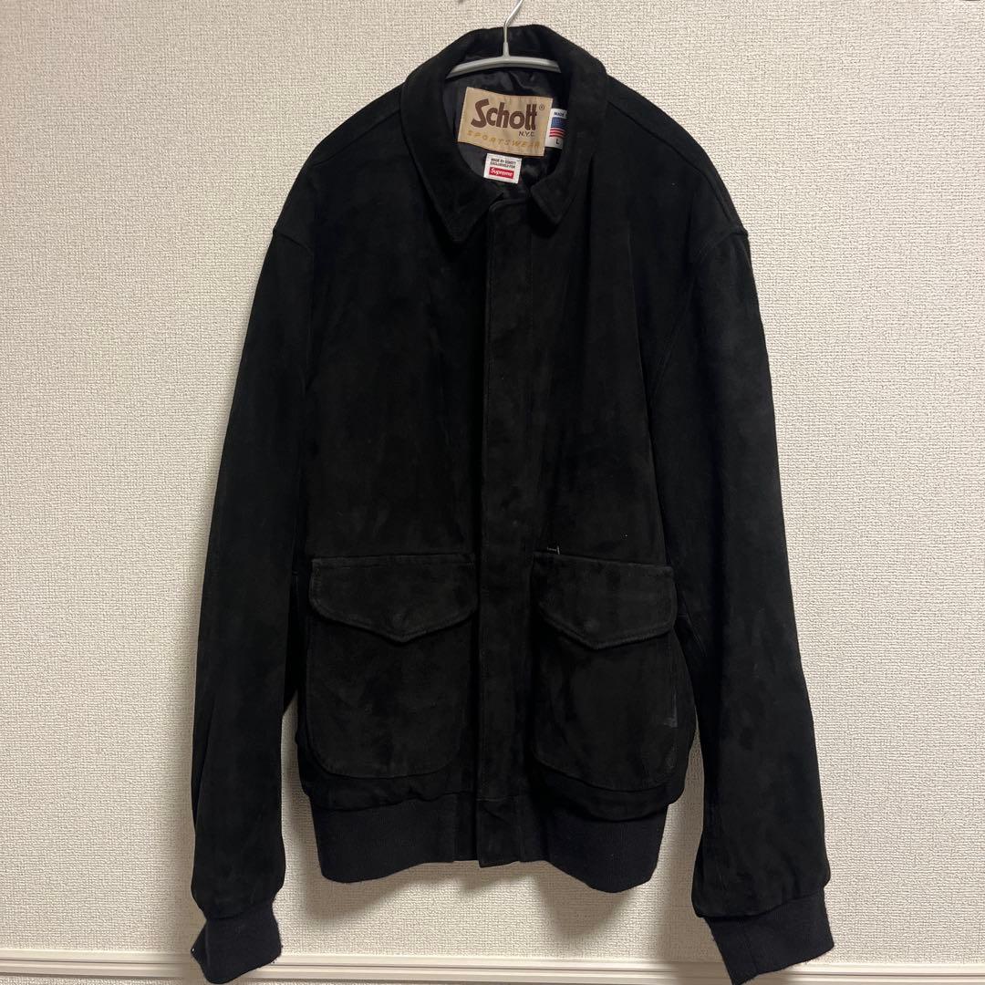 希少 18ss Supreme Schott Suede A-2 Jacket