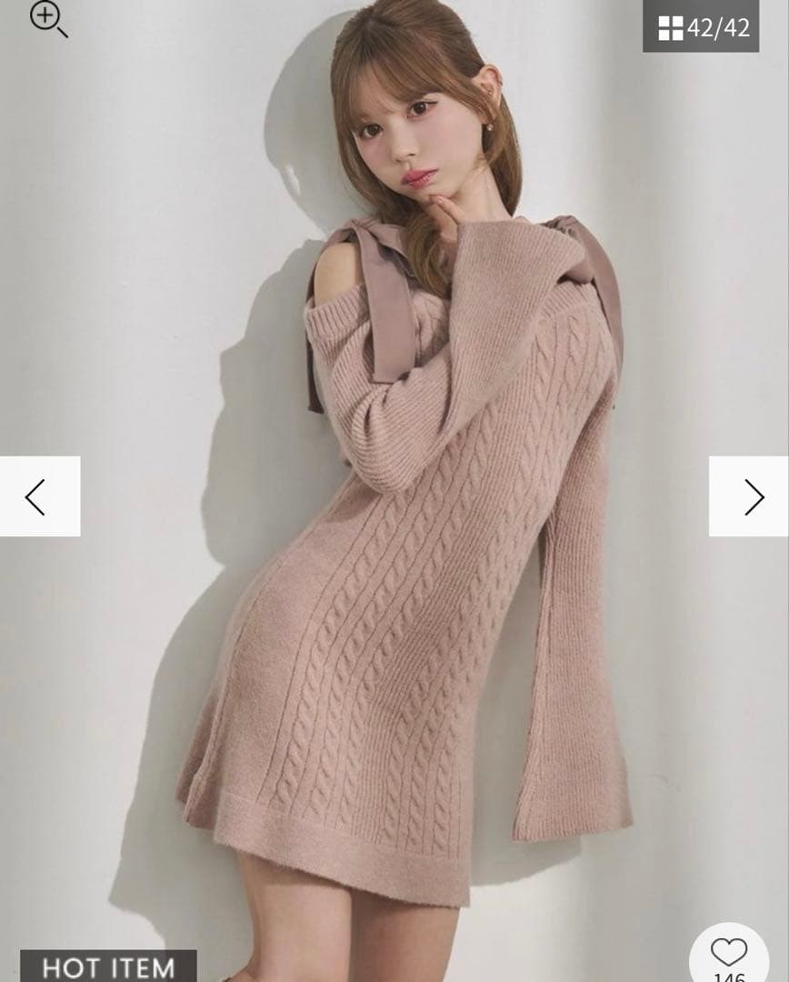 eatme リボンオフショルミニワンピース