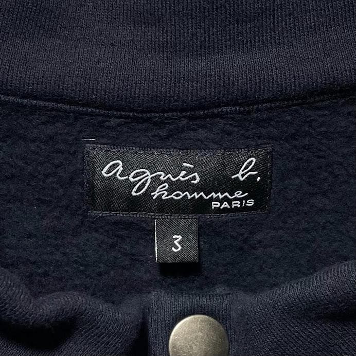 3 ネイビー agnes b. スタンドカラー カーディガン アニエスベー オム