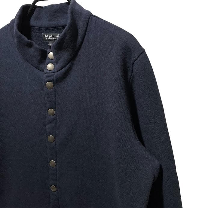 3 ネイビー agnes b. スタンドカラー カーディガン アニエスベー オム