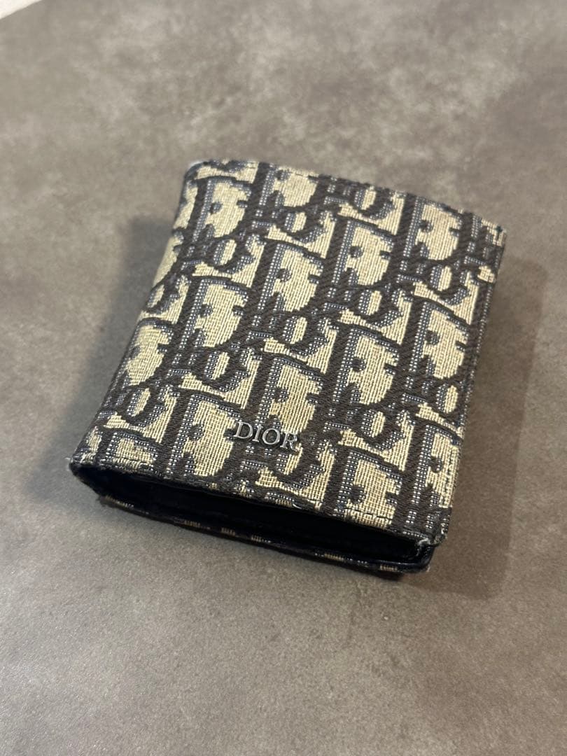 美品！箱有り！DIOR ケース付き二つ折り財布 オブリーク ジャカード