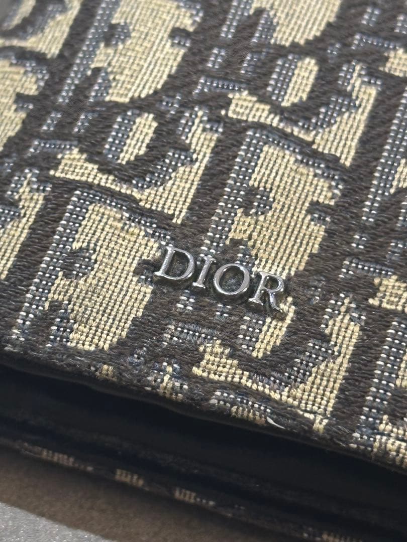 美品！箱有り！DIOR ケース付き二つ折り財布 オブリーク ジャカード