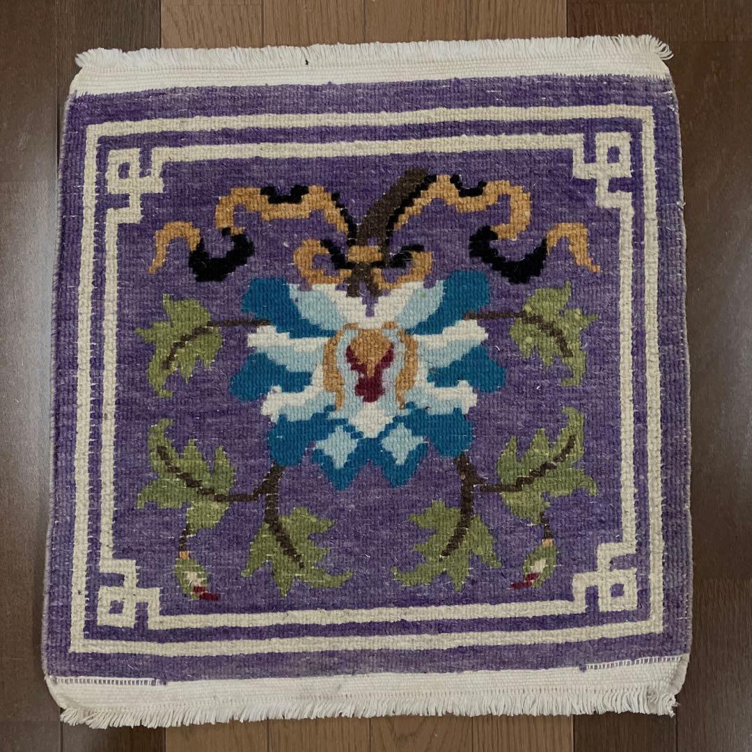チベットラグ　ビンテージ手織り絨毯 46cmx46cm old rug