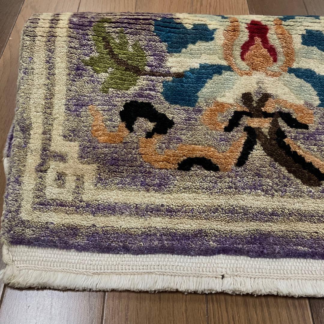 チベットラグ　ビンテージ手織り絨毯 46cmx46cm old rug