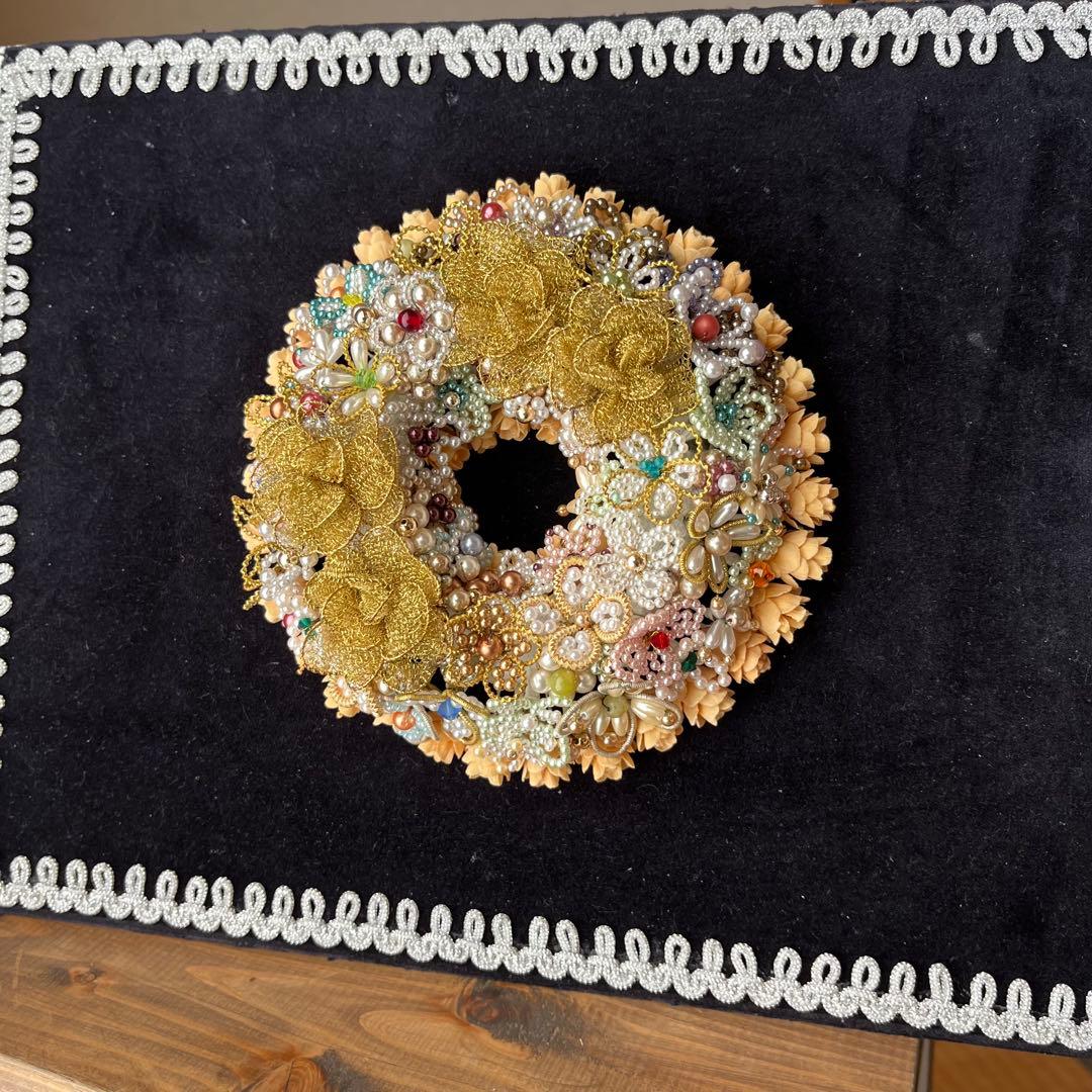 【ハンドメイド】木の実リース　インテリアオブジェ　額