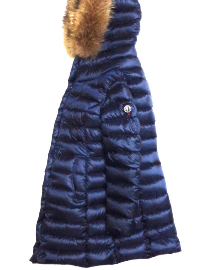 美品 CAPEHORN ケープホーン ロングダウンコート ラクーンファー 42紺