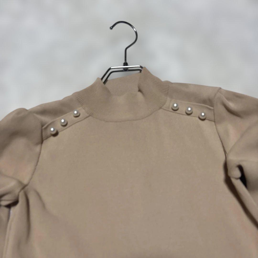美品　BORDERS at BALCONY パールニット36 ベージュ
