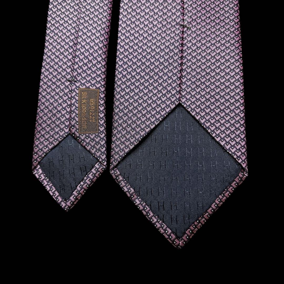 極美品 エルメス ハート柄 ネクタイ ピンク 裏ファソネ ジャガード