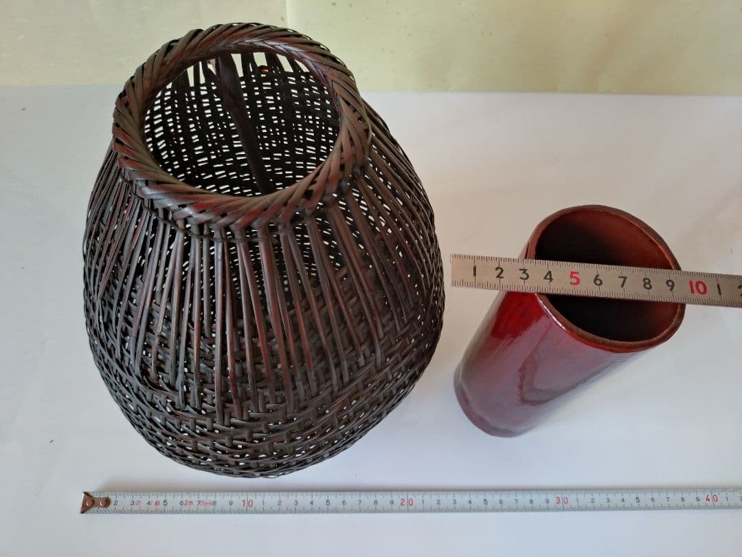 5 桂籠　茶道具 篭 籠 掛花入 竹明斎　共箱