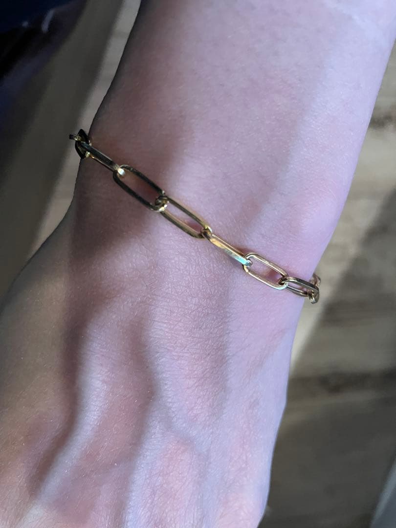 18K 4.08g ブレスレット　ペーパークリップ 約17cmサントス風