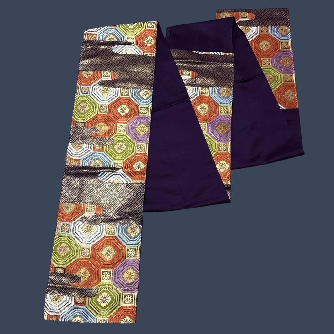 (え15) 蒼波に綴る祝い花 手刺繍映える アンティーク振袖コーデ㊗️②点セット