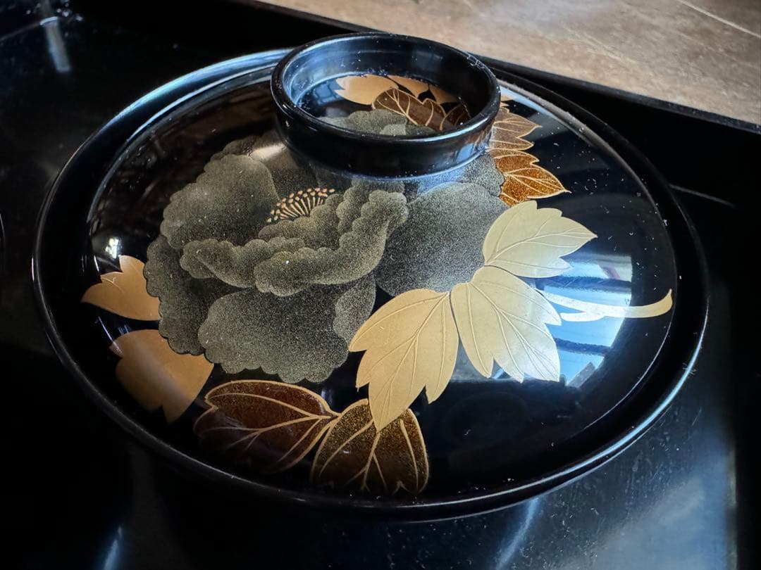 A*I様 輪島塗（重要無形文化財）高級汁椀　蒔絵牡丹　塩安作　五客セット