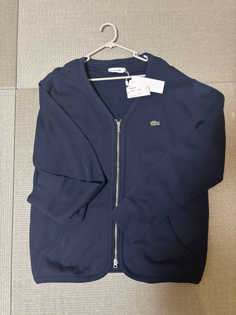 LACOSTE ネイビー プレミアムスウェットカーディガン