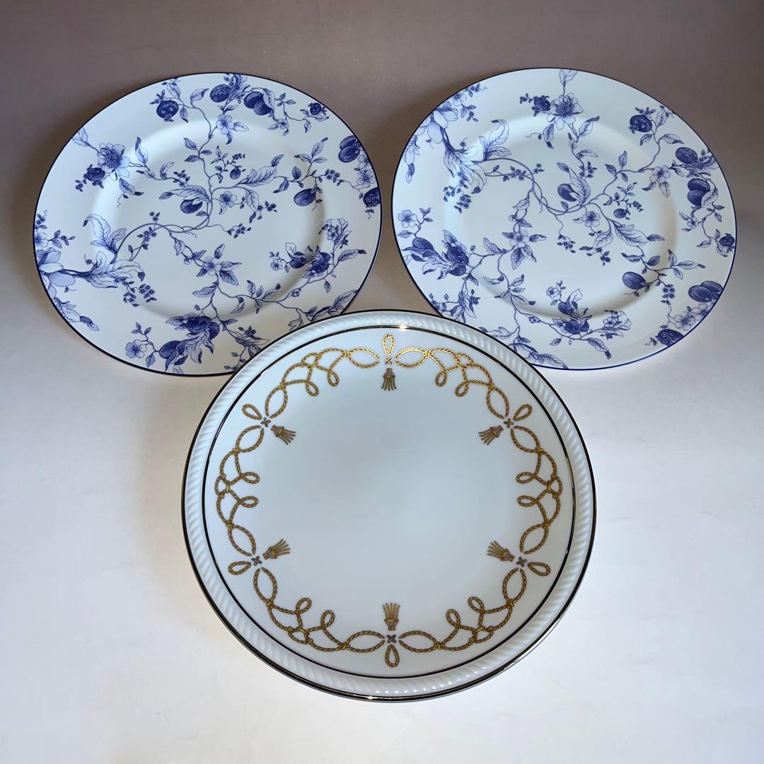ウェッジウッド ミキモト 大皿 27cm 3枚組  ブループラム