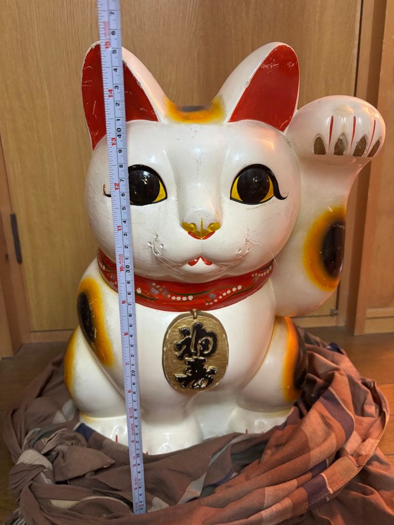 招き猫(左手) 特大 開運 アンティーク　送料込み
