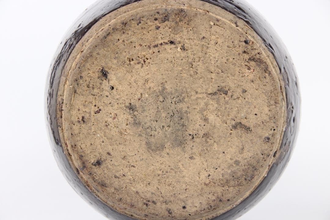 中国美術 　宋代 建窯 油滴釉 瓶 天目 古陶磁 時代物 台付 ED5-11